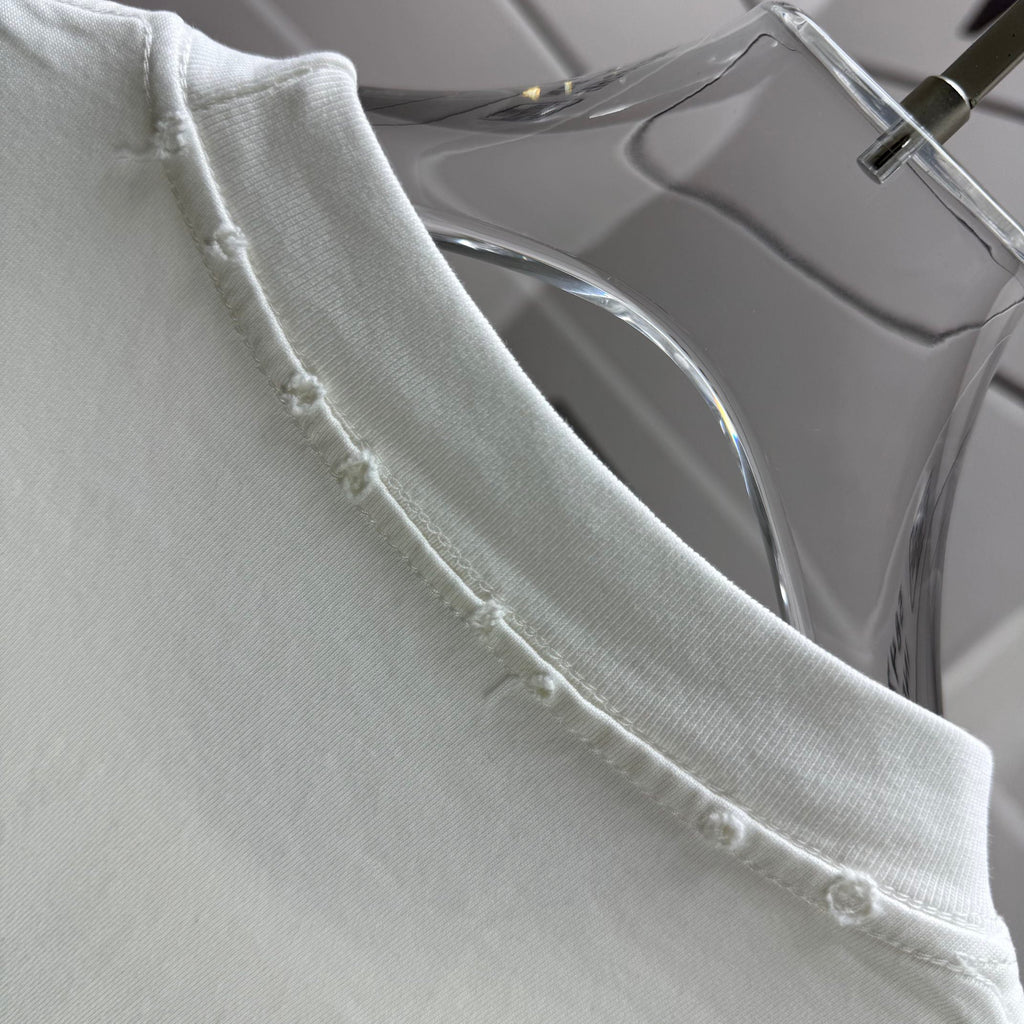Acne Studios Small Circular Stamp‑Graphic Distressed‑Trim Crew‑Neck Short‑Sleeve T‑Shirt