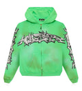 Hellstar Graffiti Zip Up Hoodie Green