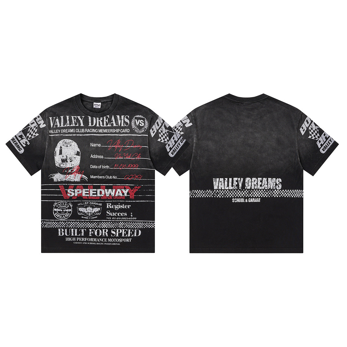 Vale Forever Valley Dreams Speedway Membership Card Washed Graphic Tee