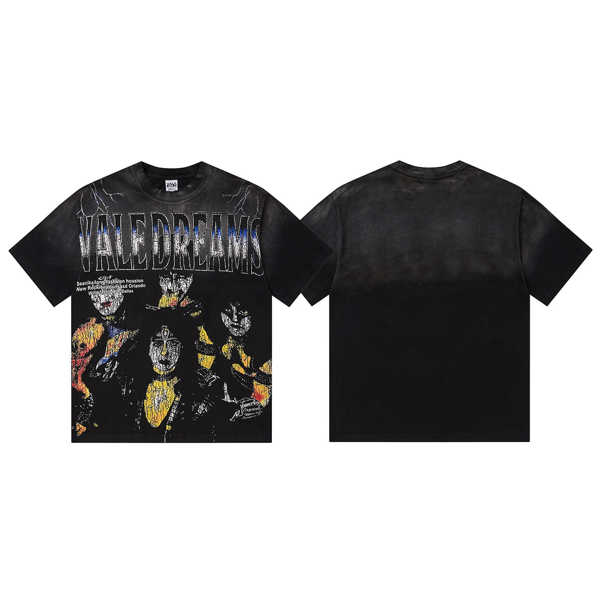Vale Forever KISS Band Vintage Washed Oversized Graphic T‑Shirt | Heavyweight Distressed Rock Tee Black