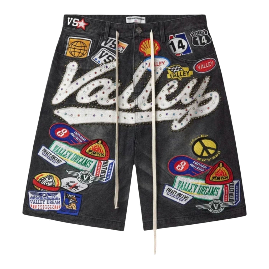 Vale Forever Skittles Patch 1980s Jean Shorts – Black