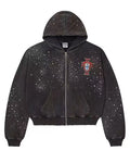 Vale Forever Portugal Crystal Cropped Zip‑Up Hoodie Black